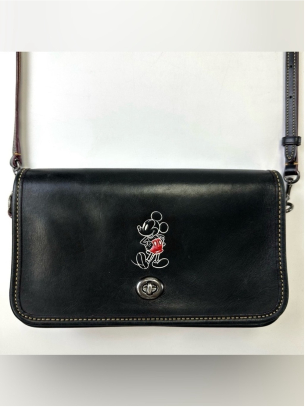 Coach x Disney Penny Crossbody with Mickey Mouse F59374 Black Glove Calf Leather